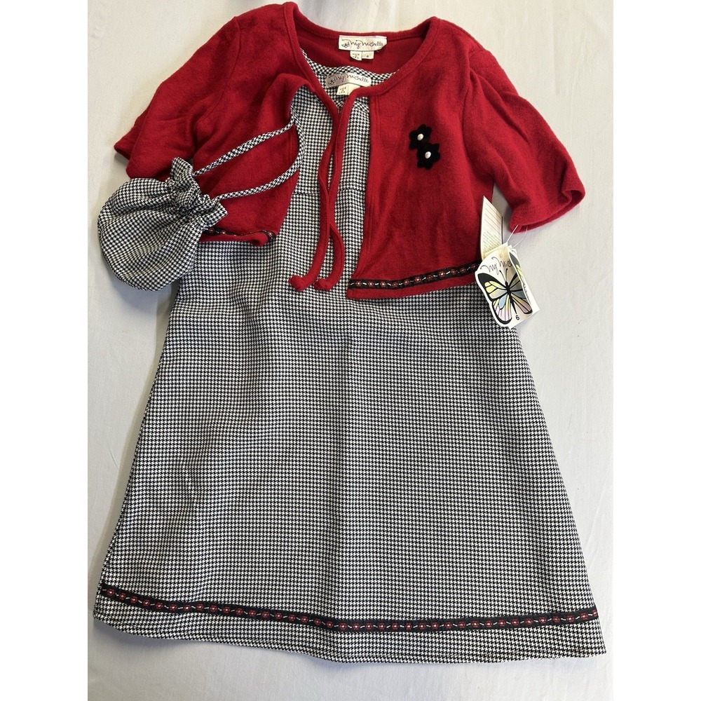 Vintage NWT Size 6 Youth My Michelle 3 Pc Set Dress Purse & Cardigan Made in USA